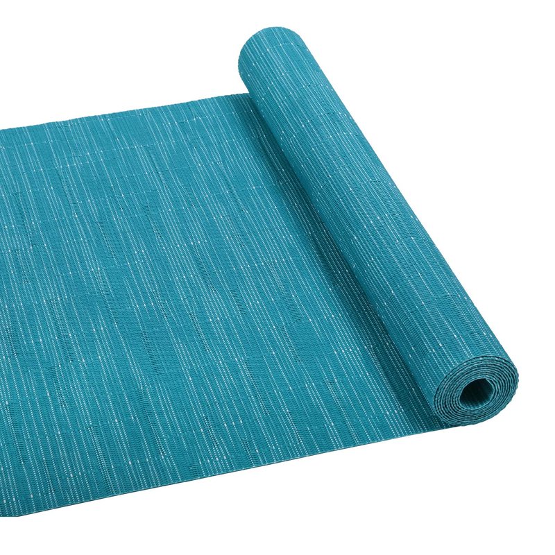 SHACOS Woven Vinyl Table Runner Indoor Outdoor 12x54 inch Kitchen Dining Table Runners Wipe Clean Washable PVC Table Runner, Teal Blue