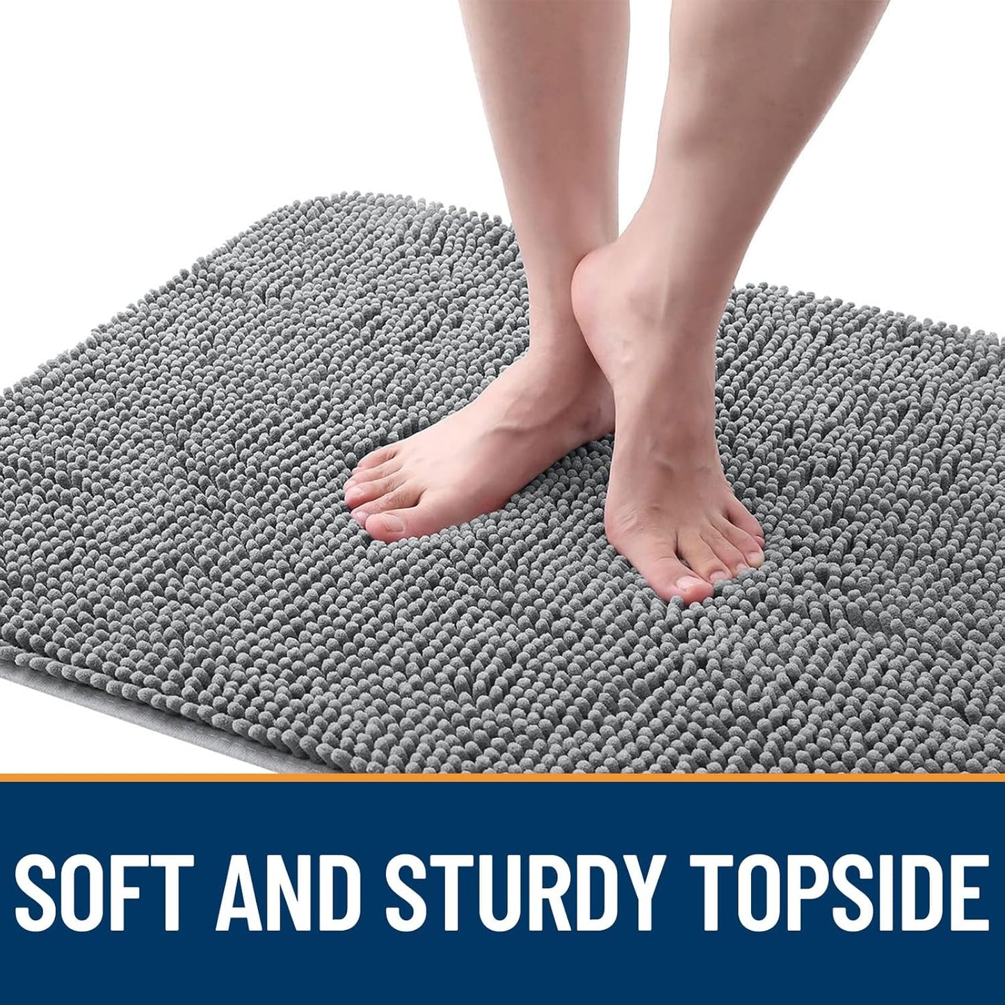 OLANLY Dog Door Mat - Absorbent Non-Slip Chenille for Muddy Paws | 48x30 Inches, Quick Dry, Grey