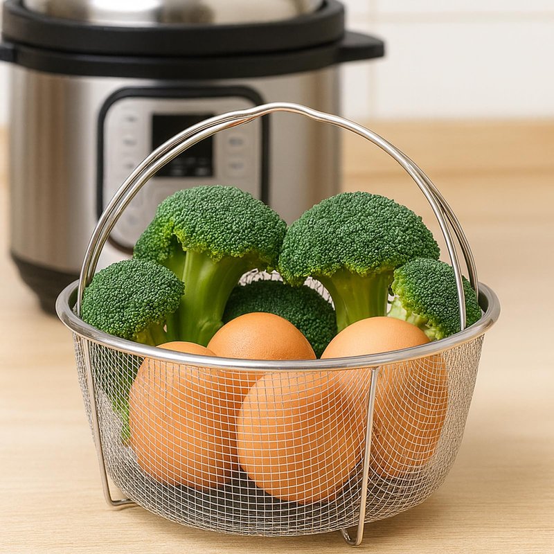 Stainless Steel Steamer Basket, Vegetable Steamer Basket for Instant Pot, Accessories 6 or 8 quart, Instant Pot Insert with Silicone Gloves, Metal Strainer for Cooking Vegetable, Eggs, Pasta, Quinoa