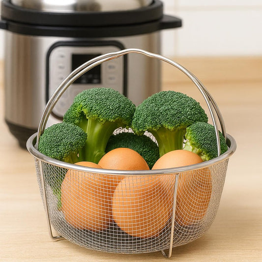 Stainless Steel Steamer Basket, Vegetable Steamer Basket for Instant Pot, Accessories 6 or 8 quart, Instant Pot Insert with Silicone Gloves, Metal Strainer for Cooking Vegetable, Eggs, Pasta, Quinoa