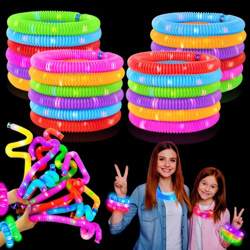 Glow Sticks | 36 PCS Camping Toys for Kids - Light Up Pop Tube Bracelets & Necklaces for Parties