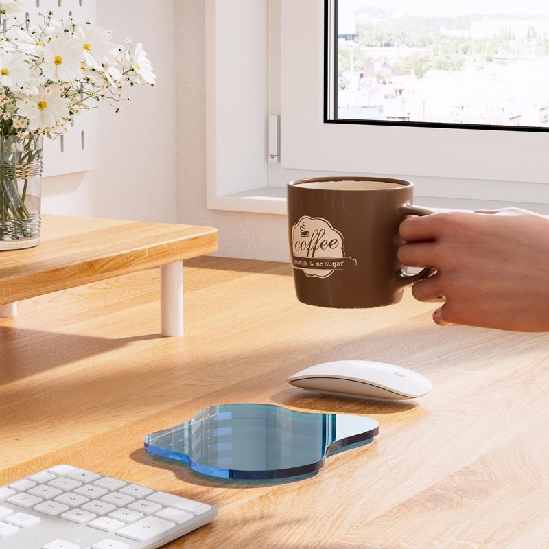 Leadiy Acrylic Coaster for Desk, Clear Bar Drink Coaster, Clear Cloud Shape Coffee Cup Coaster, Perfect for Tabletop Protection and Accessories Display.