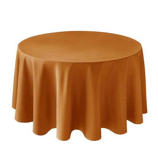 Biscaynebay Fall Tablecloth Textured Fabric Round Tablecloths 90", Bronze Thanksgiving Autumn Harvest Water Resistant Fabric Tablecloths for Kitchen, Dining, Wedding, Parties Machine Washable