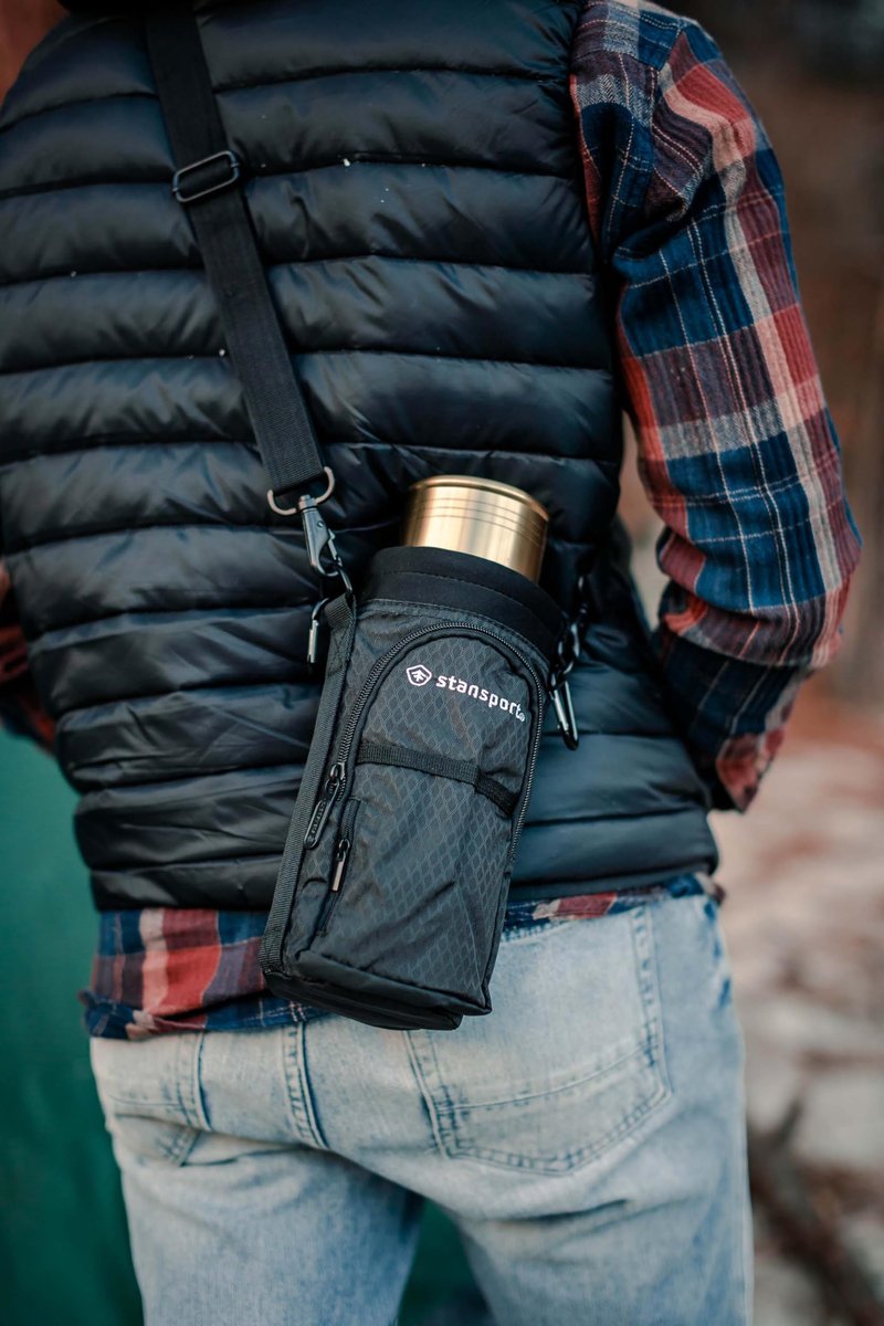 Stansport Insulated Bottle Carrier with Strap (1008-20) - Perfect for Tumblers and Water Bottles 32oz and 40 oz - Black