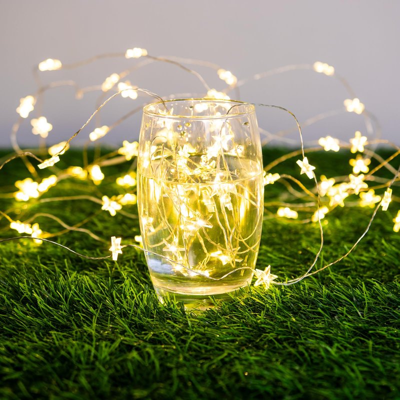 ZELUXDOT Star String Lights Plug in,40FT 120 LEDs Star Fairy Lights,Waterproof Starry Light with 8 Modes Remote for Outdoor Indoor Christmas Wedding Garden Ramadan Decor,Silver Wire,Warm White
