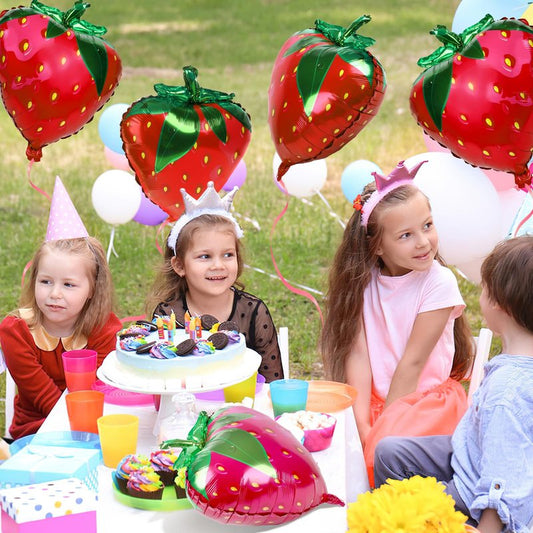 NOVWANG Strawberry Balloons, 18pcs Cute Sweet Strawberry Foil Balloons Party Decorations for Birthday Wedding Baby Shower Party Decorations Supplies