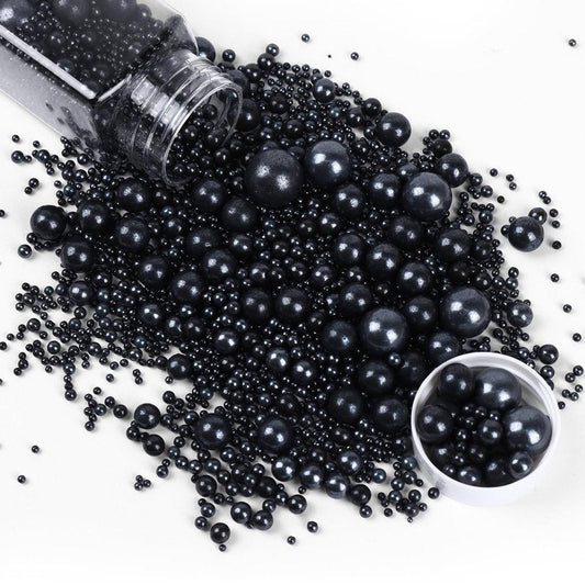 Cobakey Black Sprinkles for Cake Decorations Edible Pearl Sprinkles for Cupcake Toppers Wedding Party Valentines Halloween Christmas Supplies 3.52 ounce