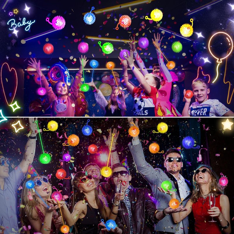 SHQDD 12 PCS Light up Ball, Bouncy Balls for Kids, Balls for Toddlers 1-3, 2.2inch Sensory Stress Ball, Flashing Squeaky for 4th of July Party Favors, Classroom Prizes, Prizes for Kids, Student Gifts