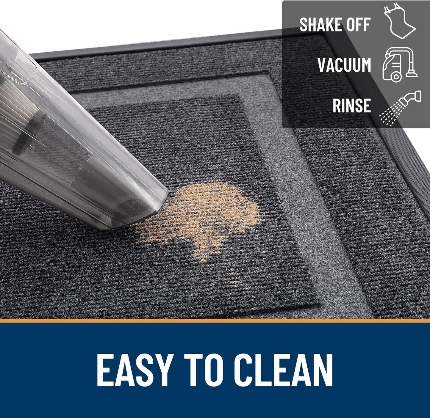 OLANLY Waterproof Front Door Mat - All-Season Indoor/Outdoor Doormat | Sturdy Natural Rubber, 33x21, Grey