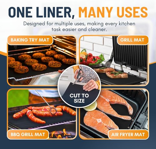 Heavy Duty Oven Liners by [Brand Name] - Non-Stick, Reusable Mats 17”x25” | BPA & PFOA Free Kitchen Accessory (Black)