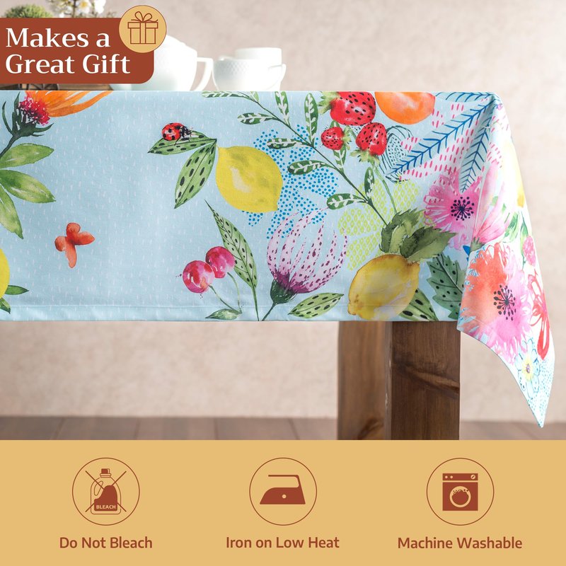 Maison d' Hermine Table Cloth Rectangle Table 100% Cotton 70 x 120 Inches Tablecloth Reusable Decorative for Dining Kitchen Farmhouse Home Gifts for Mothers Day Spring Summer - Jardin D'Ete - Mint