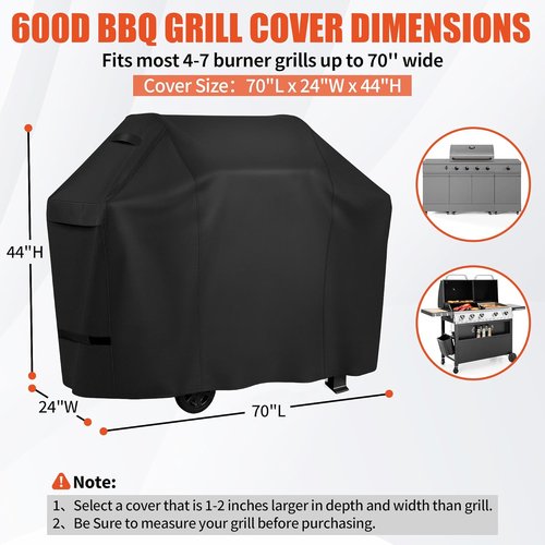 iCOVER BBQ Grill Cover - 70 Inch Heavy Duty Waterproof & UV-Resistant | Fits Weber, Char-Broil, Nexgrill