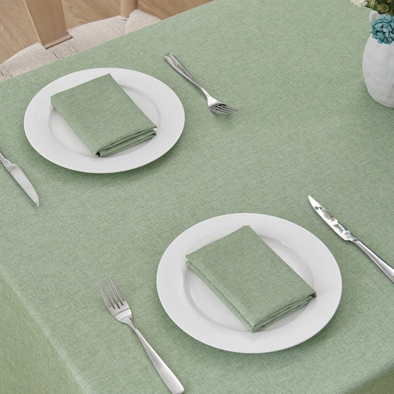 Veblandy Rectangle Tablecloth Linen Textured Waterproof & Stain Resistant Table Cloth Wrinkle Free Decorative Fabric Farmhouse Table Cover for Dining/Party/Buffet/Wedding, 60 x 104 Inch, Sage Green