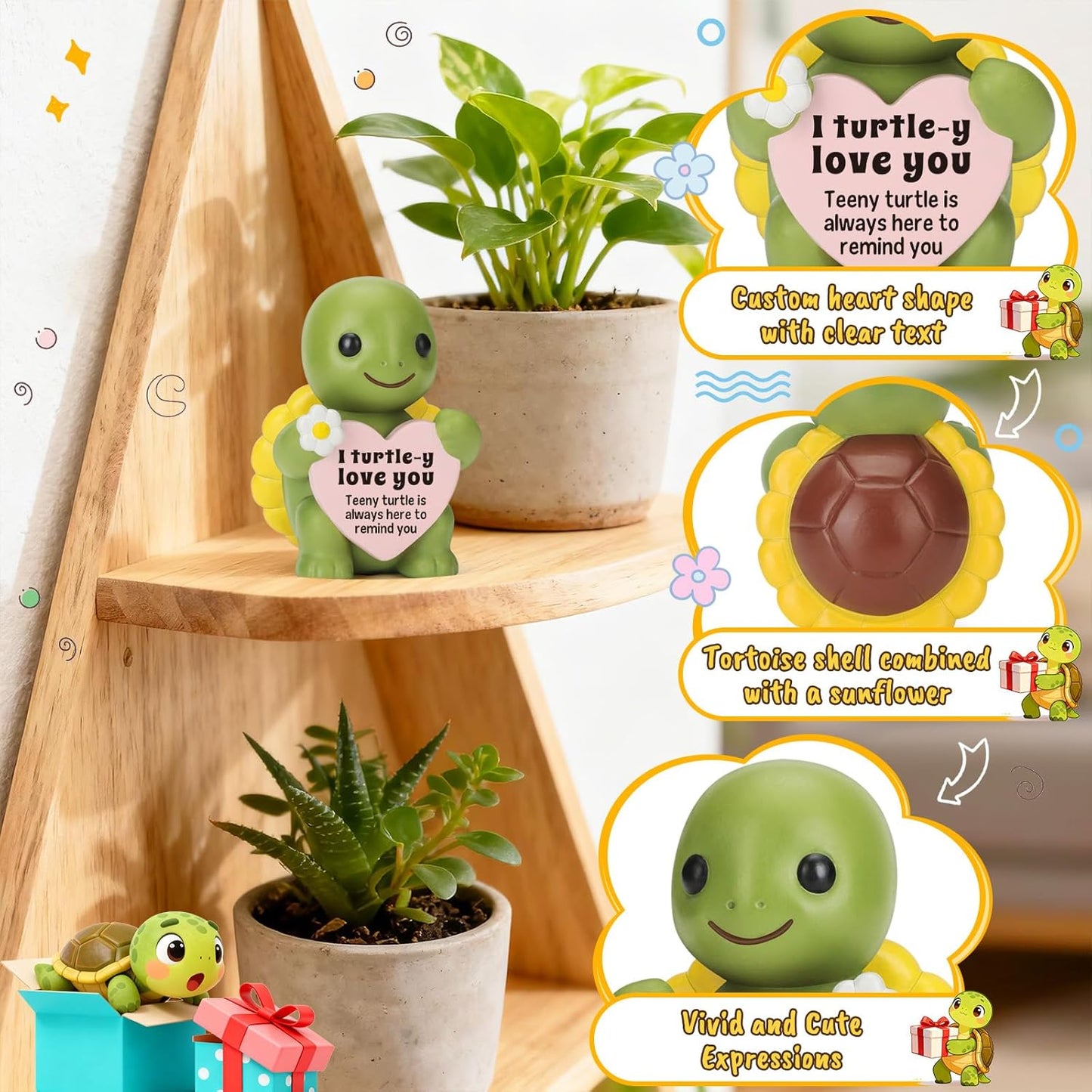 4THFARMES Mini Resin Turtle Figurine - Cute Gift for Couples | Perfect for Anniversary & Birthday Decor