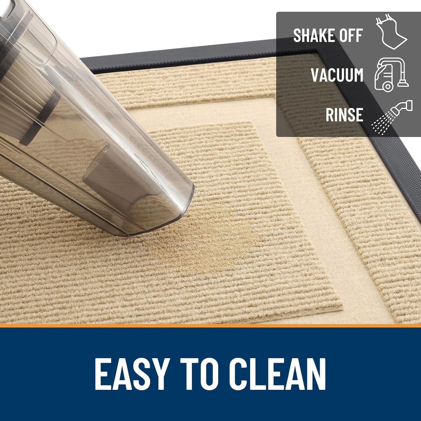 OLANLY Waterproof Front Door Mat - All-Season Indoor/Outdoor Doormat | Sturdy Natural Rubber, 23.5x15.5, Beige