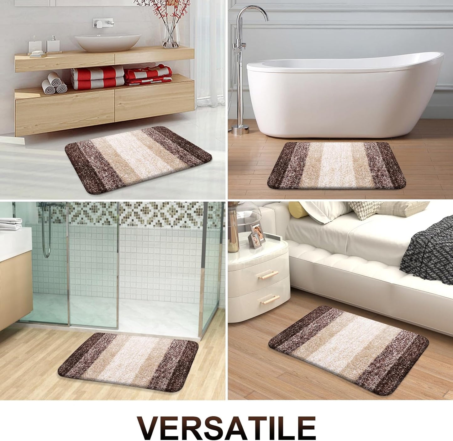 OLANLY Large Bathroom Rugs - Extra Soft Microfiber Mat 45x27 | Quick Dry & Machine Washable, Brown