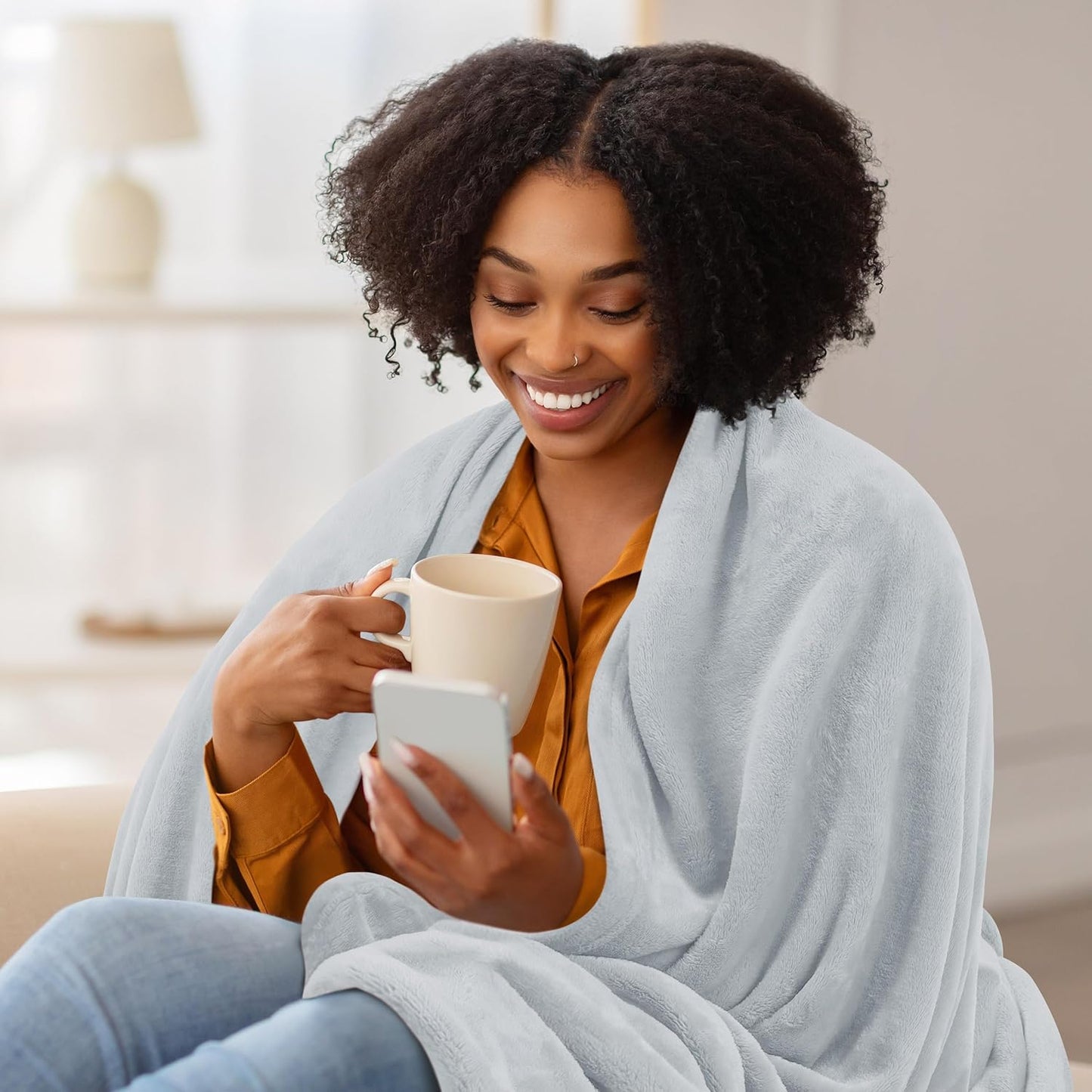 Utopia Bedding Fleece Blanket - Ultra Soft & Lightweight Queen Size (90x90 Inches) in Light Grey | Cozy All-Season Home Decor Gift