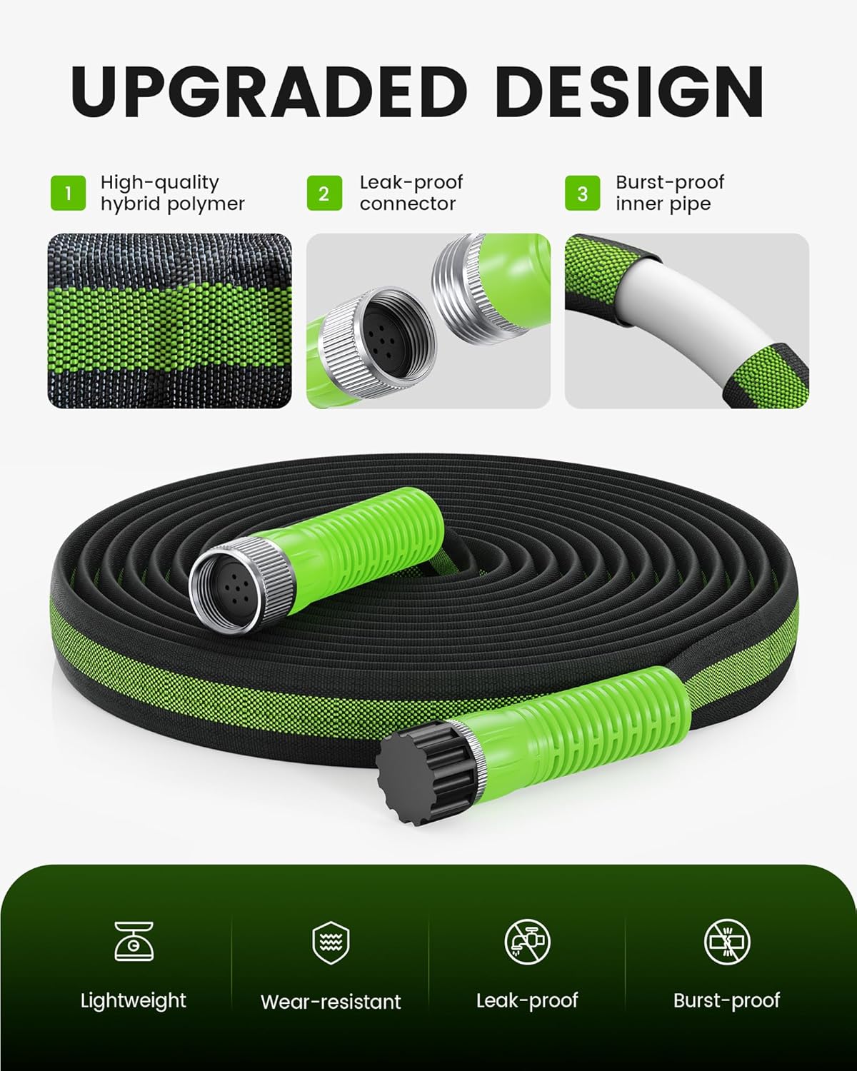 RAINPOINT Soaker Hose - 25FT Leakproof Flat Drip Hose | 80% Water-Saving, Flexible Design for Gardens and Vegetables