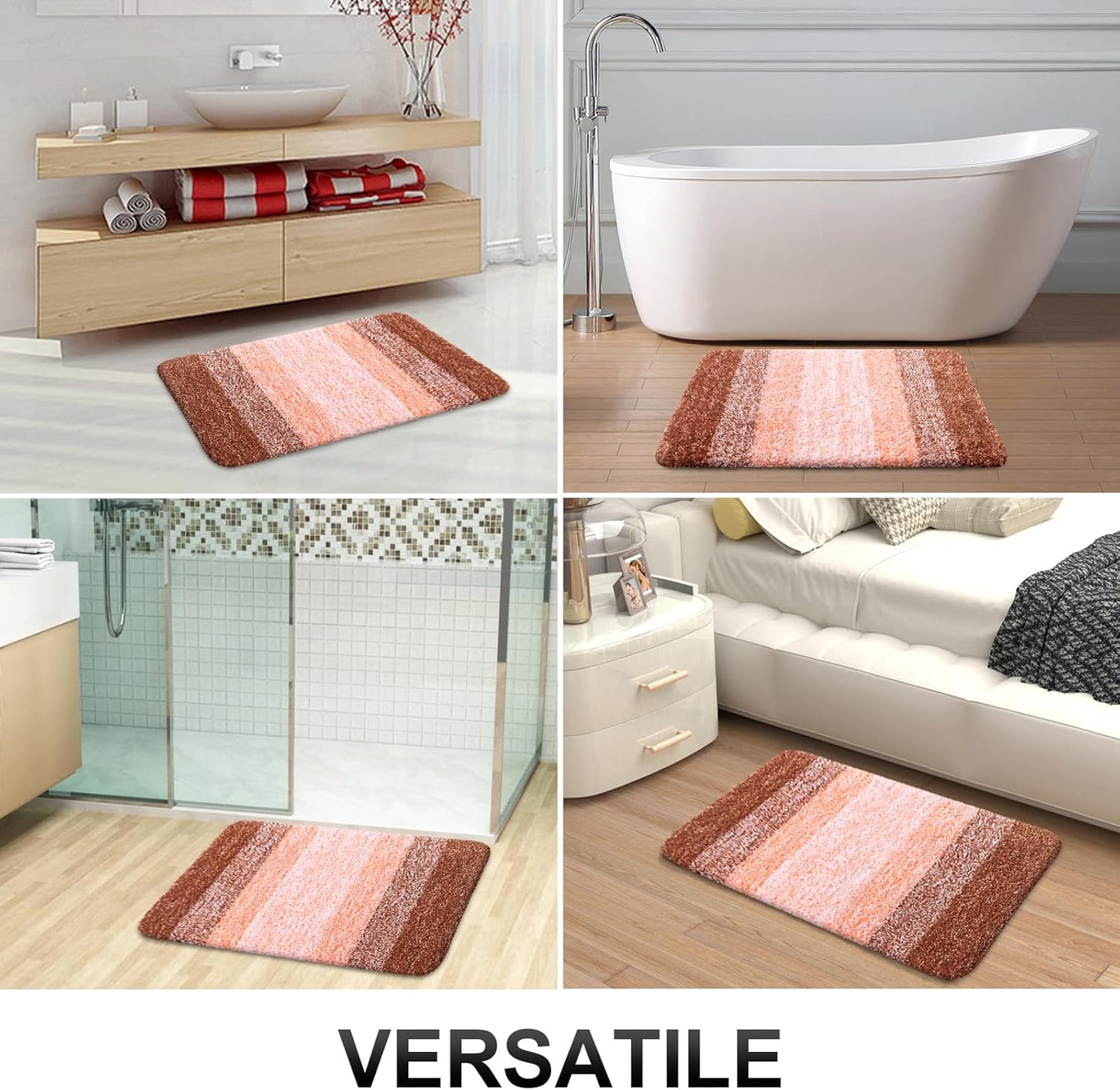 OLANLY Large Bathroom Rug Mat - Extra Soft Microfiber, Quick Dry & Machine Washable | 54x24 Inches, Orange