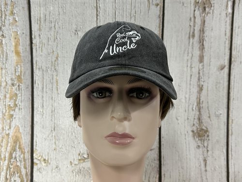 Enodtter Reel Cool Uncle Hat for Men, Funny Fishing Gift, Washed Black Embroidered Baseball Cap Adjustable Trucker Hat Cotton Hat