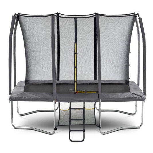 Exacme 7X10 8X12 9X14 Foot Rectangle Trampoline for Kids, Double Enclosure Openings, Small Outdoor Rectangular Trampoline with Enclosure Net, 4 Wind Stakes, Storage Bag, (Gary, 7×10 Feet)