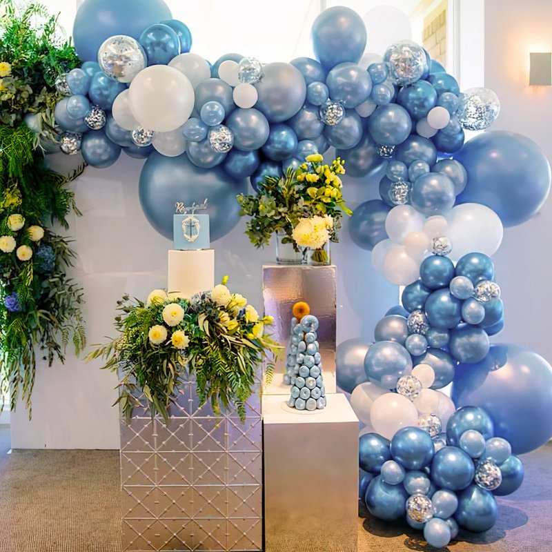PartyWoo Metallic Light Blue Balloons 50 pcs 5 inch Metallic Baby Blue Small Mini Balloons for Graduation Wedding Baby Shower Gender Reveal Anniversary Birthday Party Decorations Blue-G119