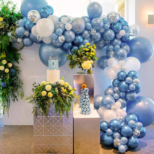 PartyWoo Metallic Light Blue Balloons 50 pcs 5 inch Metallic Baby Blue Small Mini Balloons for Graduation Wedding Baby Shower Gender Reveal Anniversary Birthday Party Decorations Blue-G119