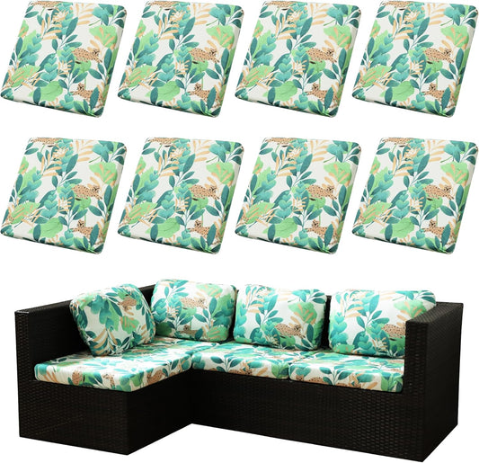 BIETYONE 8-Piece Stretch Patio Cushion Covers - Washable Outdoor Sofa Slipcovers in Leopard Print