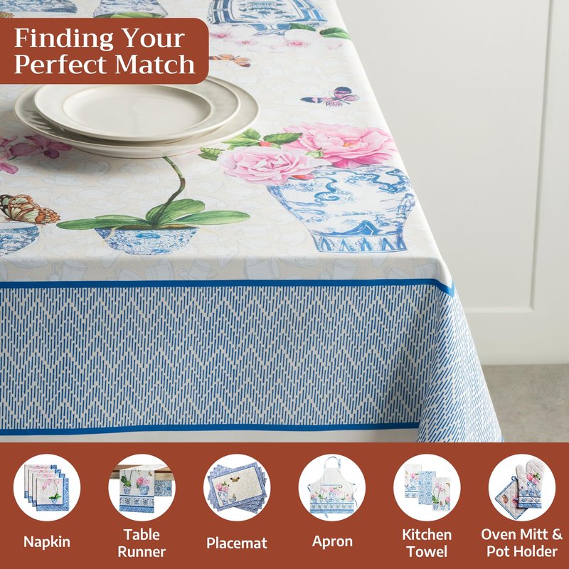 Maison d' Hermine Table Cloth Square Table 100% Cotton 54 x 54 Inches Tablecloth Reusable Decorative for Dining Kitchen Room Farmhouse Home Gifts for Mothers Day Spring Summer - Canton