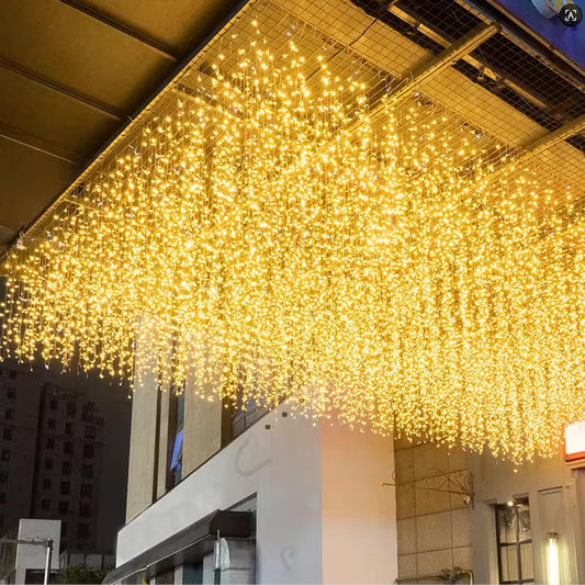 Skiennix LED Ceiling Icicle Lights - 16.4FT 216 LEDs with 8 Twinkle Modes | Warm White Indoor/Outdoor Holiday Decor