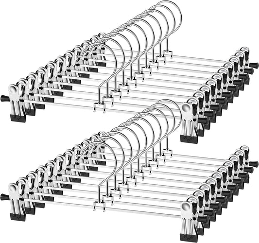 Northern Brothers Heavy-Duty Pants Hangers with Clips - Adjustable 20 Pack for Space-Saving Closet Organization