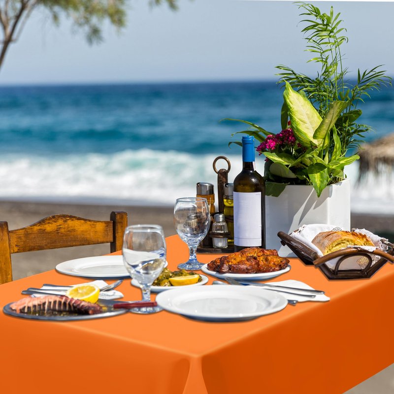 QZYL 12 PCS Orange Rectangle Table Cover, Disposable Plastic Table Cloth Rectangle, 54 X 108 in Decorative Smooth Table Cloth for Picnic Table Birthday Parties Weddings Outdoor Celebrations