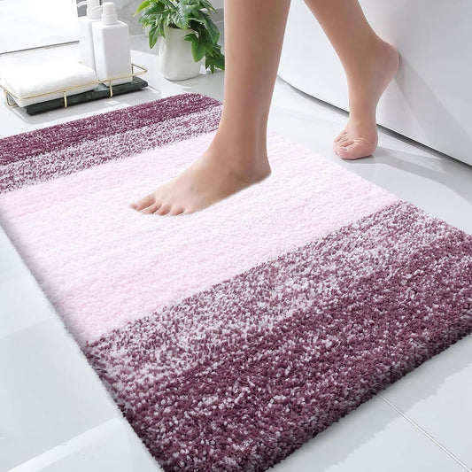 OLANLY Large Bathroom Rug Mat - Extra Soft Microfiber, Quick Dry & Machine Washable | 44x32, Mauve