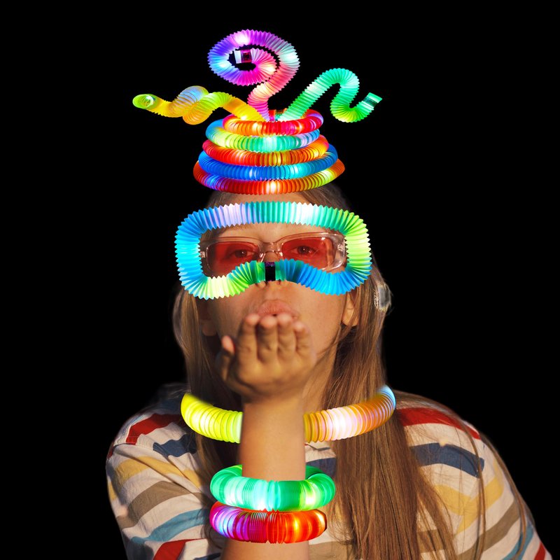 JOYIN 9 Pack Glow Sticks Party Favors for Kids, Light Up Pop Tubes Glow Necklaces Bracelets Party Supplies for Toddlers Boys Girls Birthday Gifts, School Classroom Goodie bags, Treasure Box Toys