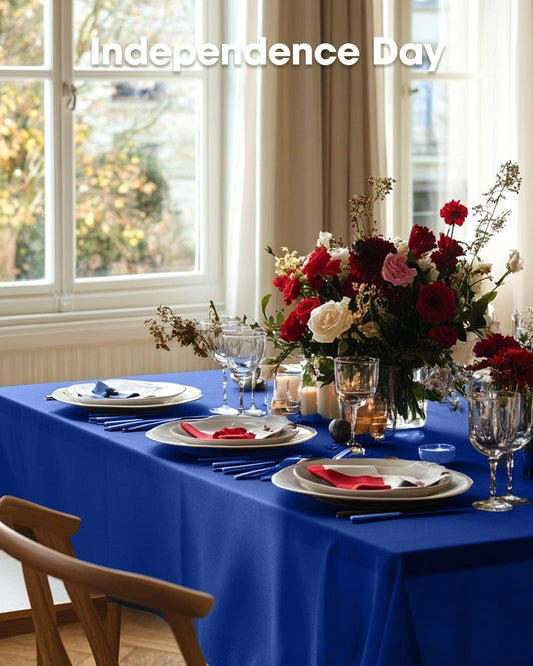 Pureegg Plastic Table Cloth Disposable 10 Pack, 54 x 108 Inch Table Cloths, Patriotic Decorations, Thanksgiving, Veterans Day Tablecloths, Rectangle, Plastic Cover, Leakproof & Sturdy, Navy Blue