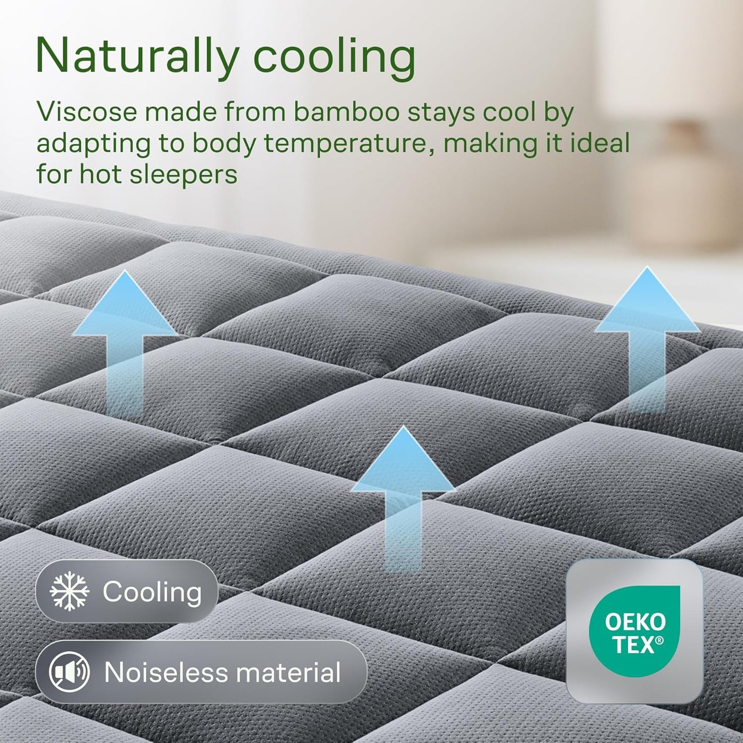 Niagara Sleep Solution Ultra Soft Mattress Topper - Bamboo Pillow Top for Back Pain Relief | Full XL Size, Gray
