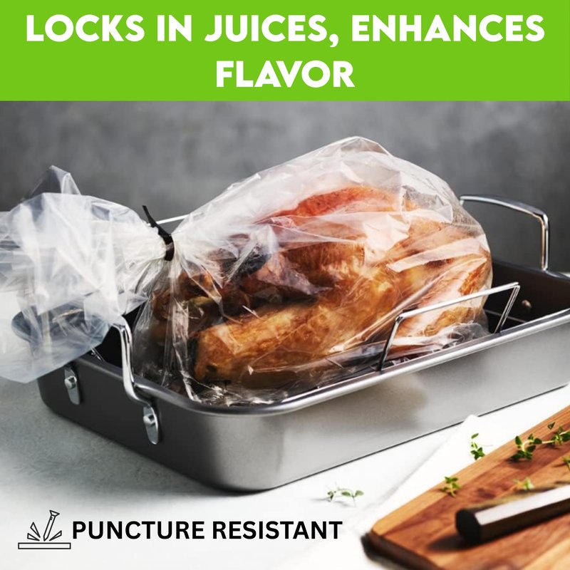 Buddy Bags Co Oven Bags for Roasting | Turkey Size (19" x 24.5") | 10-Pack Heavy-Duty, Oven-Safe Turkey Bags | BPA-Free, Heat-Resistant, Made in USA