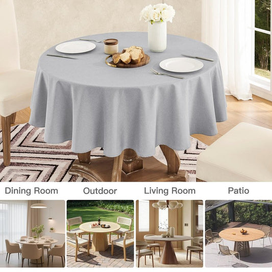 Veblandy Tablecloth Linen Textured Waterproof & Stain Resistant Table Cloth Wrinkle Free Decorative Fabric Farmhouse Table Cover for Dining/Party/Buffet/Wedding, 60 x 60 Inch, Light Grey