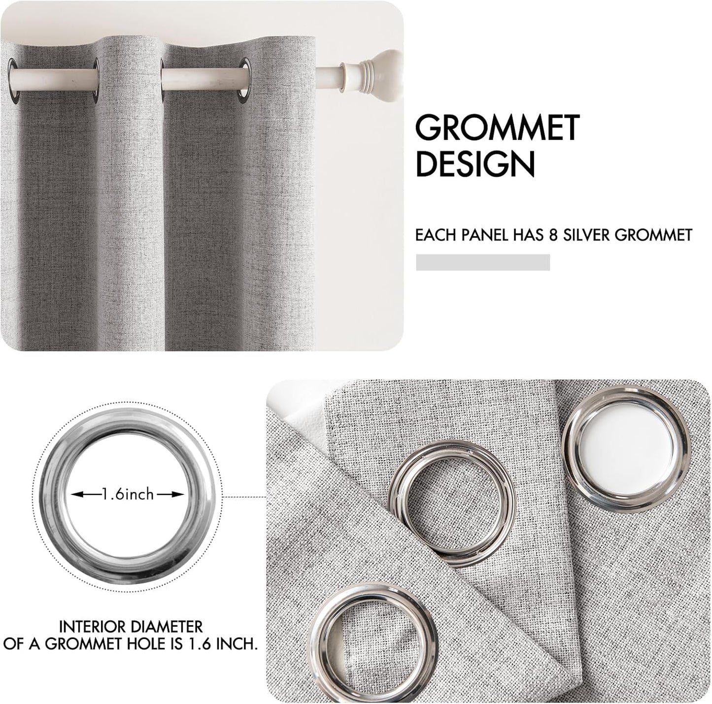 MIULEE Blackout Curtains - 100% Thermal Insulated Linen Texture Drapes | Light Gray, 52x72 Inch (2 Panels)