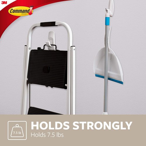 Command Jumbo Utility Hook - 7.5 lb Capacity | Damage-Free Adhesive Wall Hooks for Easy Organization