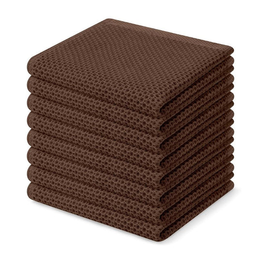 Homaxy 100% Cotton Waffle Weave Kitchen Dish Cloths, Ultra Soft Absorbent Quick Drying Dish Towels, 12 x 12 Inches, 8-Pack, Coffee