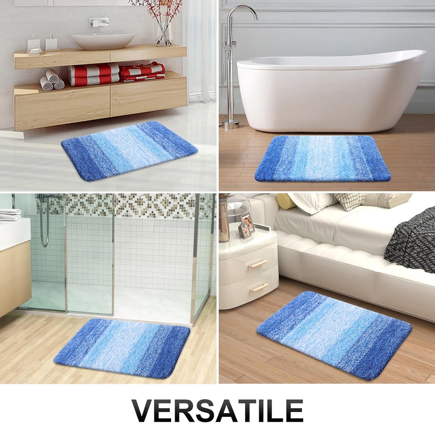 OLANLY Bathroom Rugs - Extra Soft Microfiber Mat 30x20 | Quick Dry & Washable, Light Royal Blue