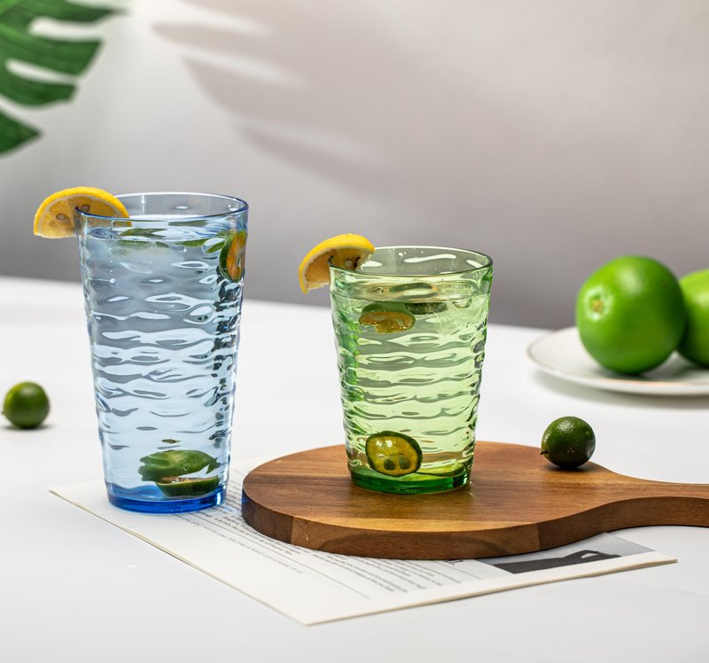 ZAINCA 20-ounce Plastic Tumblers, Acrylic Drinking Glasses High-Balls, set of 6 Multicolor Reusable Plastic Cups, Stackable, BPA-Free, Shatter-Proof, Dishwasher-Safe
