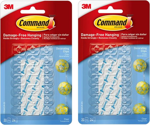 Command 17026CLR-ES Clear Decorating Clips - 20 Clips (2 Pack) for Easy Hanging Solutions