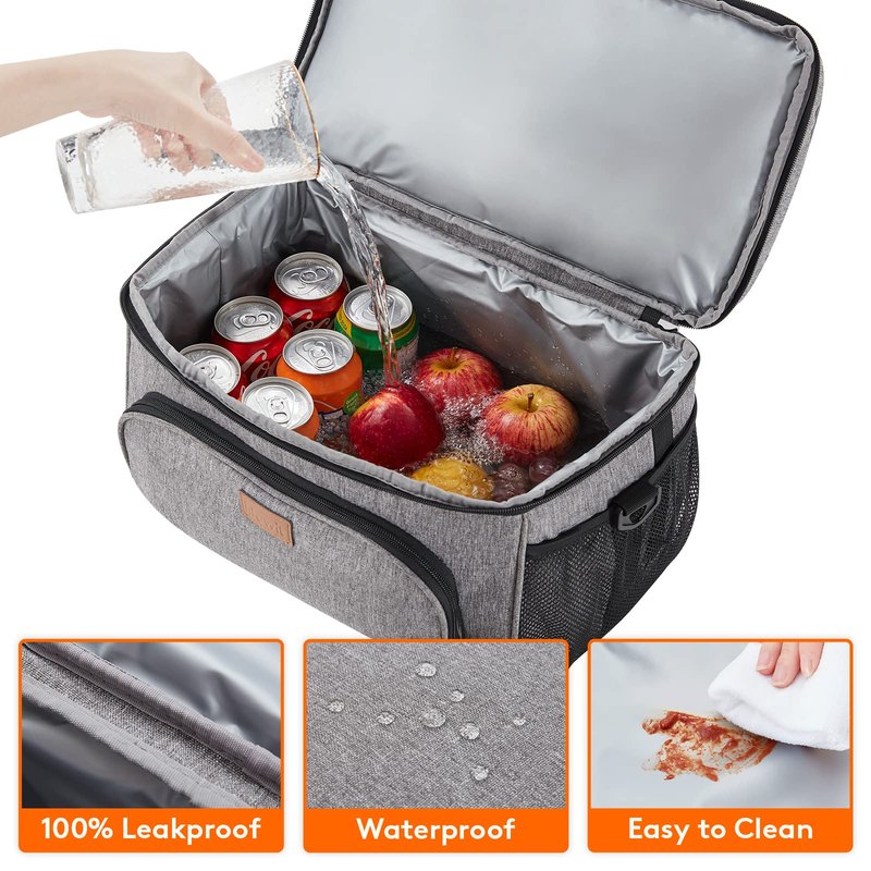 Lifewit Insulated Cooler Bag, 32 Can Large Leakproof Beach Cooler, Lightweight Portable Double Layer Soft-Sided Travel Ice Chest for Camping, Kayaking, Road Trips, Grocery Shopping, Gray