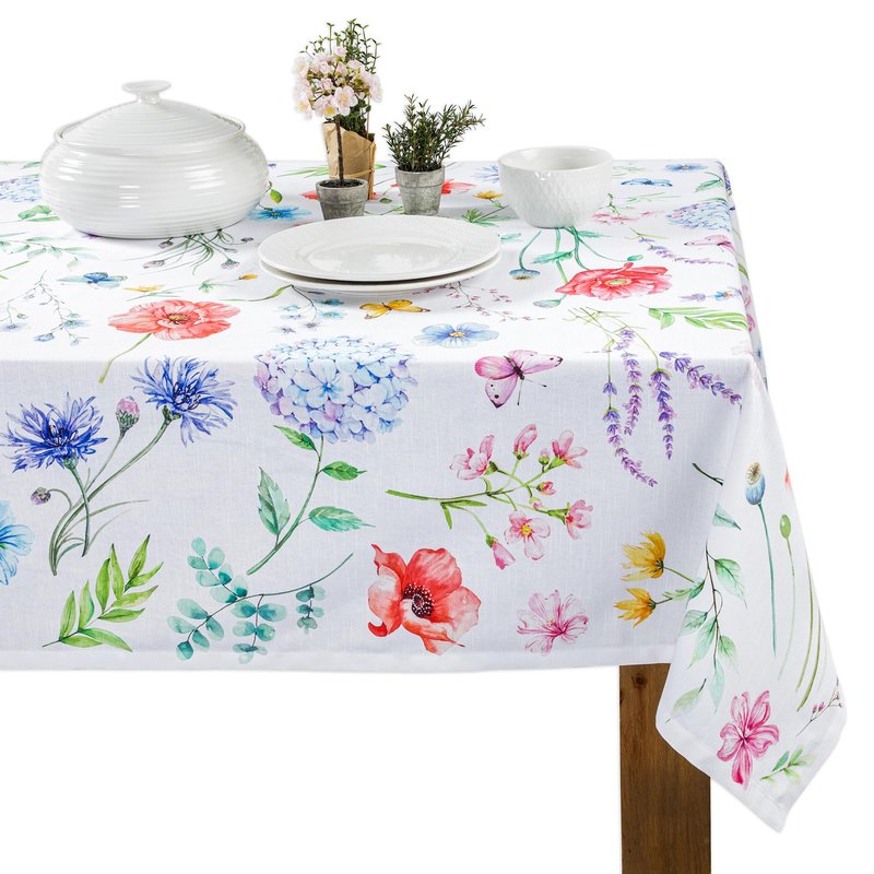 Maison d' Hermine Table Cloth Rectangle Table 100% Cotton 60 x 120 Inches Tablecloth Reusable Decorative for Dining Kitchen Room Farmhouse Home Gifts for Mothers Day Spring Summer - Just Floral