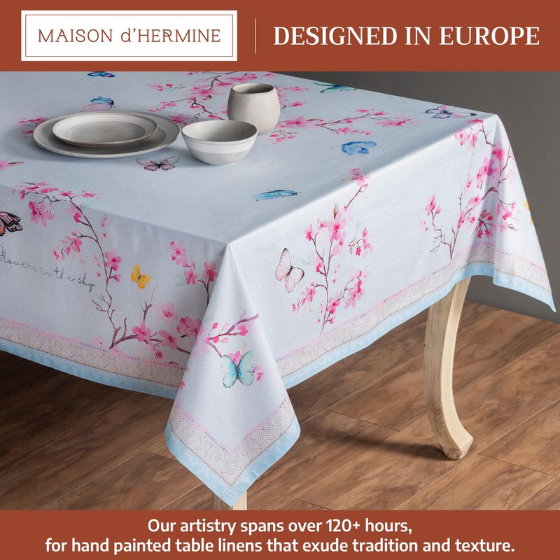 Maison d' Hermine Table Cloth Rectangle Table 100% Cotton 54 x 72 Inches Tablecloth Reusable Decorative for Dining Kitchen Room Farmhouse Home Gifts for Mothers Day Spring Summer - Blossoms in Spring
