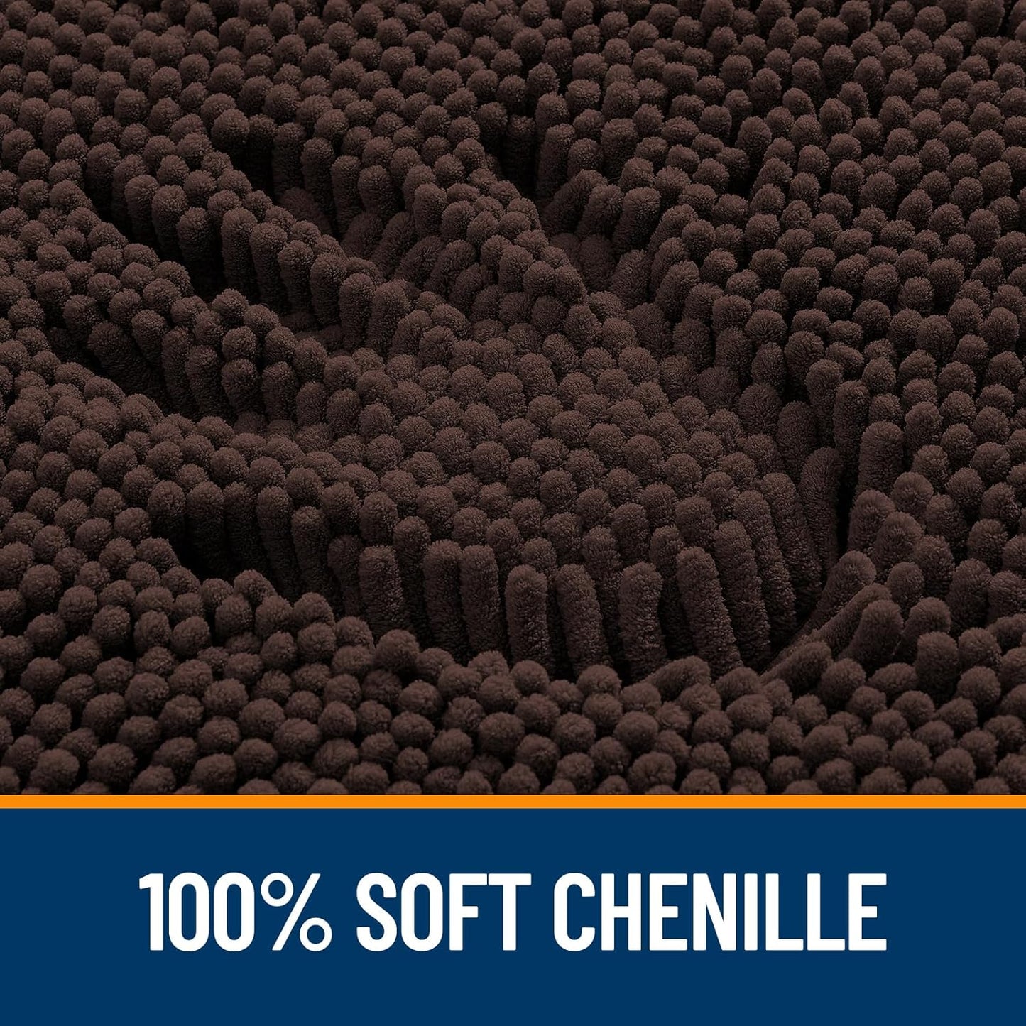 OLANLY Large Bathroom Rugs - Extra Soft Chenille Bath Mats with Rubber Backing | 40x32, Quick Dry, Brown
