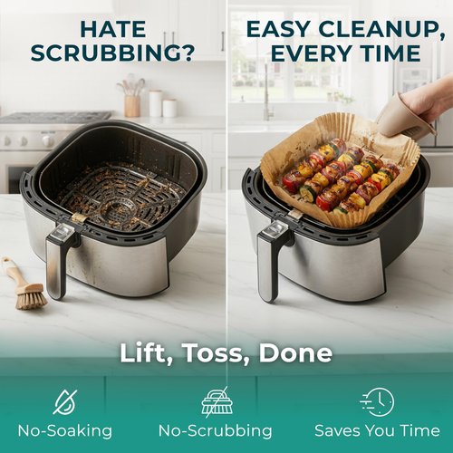Cathy Yoder's Square Air Fryer Liners, 125 PCS 9 inch Large Air Fryer Liners, 8-12 QT Easy Cleanup Square AirFryer Liners Disposable, AirFryer Liner Parchment Paper for Cooking & Baking