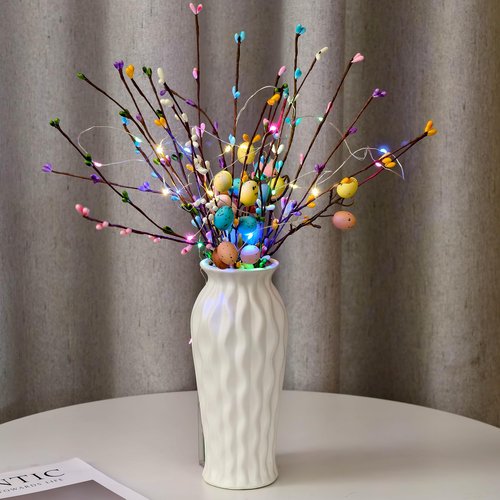Easter Egg Branches Berries Artificial Spray Vine Centerpiece Decorations Pastel Eggs Spring Floral Stems Speckled Twig Branches Floral Arrangement Wreath Easter Picks Flower Arrangements